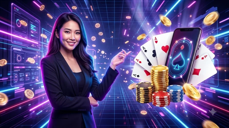 Giao diện chơi Poker trên thiết bị di động tại Hi88