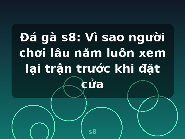 Đá gà s8: Vì sao người chơi lâu năm luôn xem lại trận trước khi đặt cửa - s8